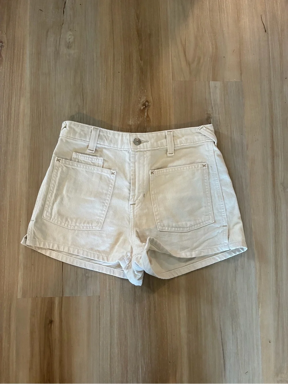 We The Free Cream High-Rise Denim Shorts - Picture 1 of 6